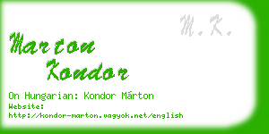 marton kondor business card